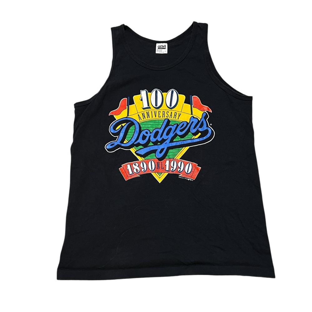 Vintage Anvil 100th Anniversary Single Stitch Dodgers Baseball Tank Top Large